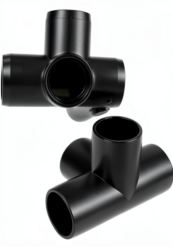 QWORK 1" 4-Way Elbow PVC Fitting Pack of 8 Black Furniture Grade-3