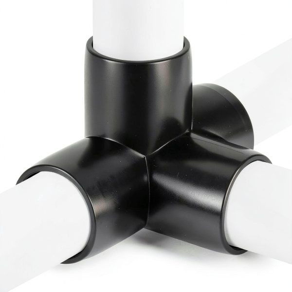 QWORK 1" 4-Way Elbow PVC Fitting Pack of 8 Black Furniture Grade-2