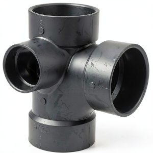 5871 3X3X3X2 HUB TEE W/90 Left Inlet ABS NIBCO Tee Fitting 3x3x3x2 in-0