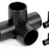 QWORK 1" 4-Way Elbow PVC Fitting Pack of 8 Black Furniture Grade-0
