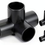 QWORK 1" 4-Way Elbow PVC Fitting Pack of 8 Black Furniture Grade-0