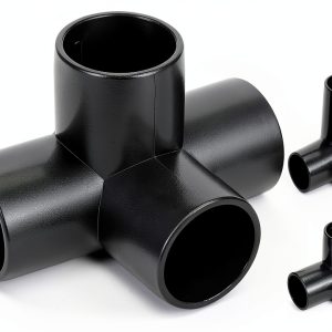 QWORK 1" 4-Way Elbow PVC Fitting Pack of 8 Black Furniture Grade-0