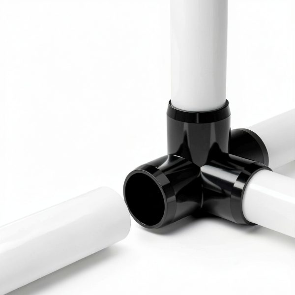 FORMUFIT 1-1/2" 4-Way Tee PVC Fitting Black 1.900" Socket - Pack of 4-5
