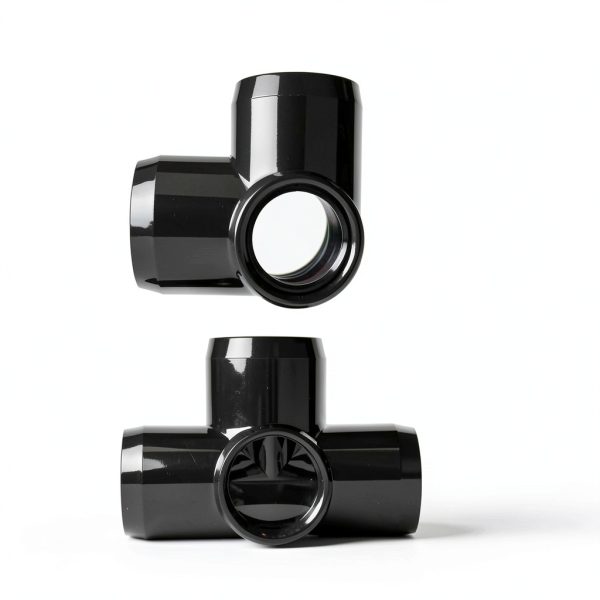 FORMUFIT 1-1/2" 4-Way Tee PVC Fitting Black 1.900" Socket - Pack of 4-2