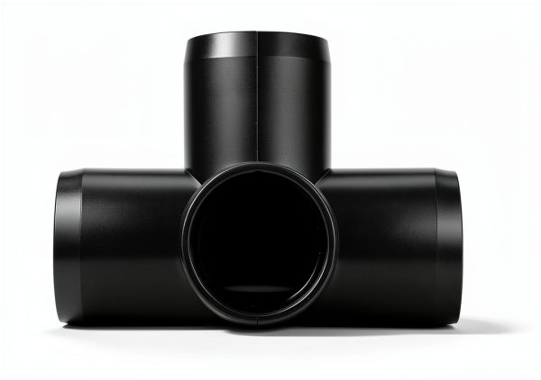 QWORK 1" 4-Way Elbow PVC Fitting Pack of 8 Black Furniture Grade-5