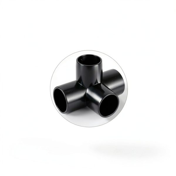 QWORK 1" 4-Way Elbow PVC Fitting Pack of 8 Black Furniture Grade-6