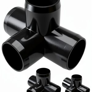 FORMUFIT 1-1/2" 4-Way Tee PVC Fitting Black 1.900" Socket - Pack of 4-0