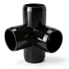 FORMUFIT 1-1/2" 4-Way Tee PVC Fitting Black 1.900" Socket - Pack of 4-8
