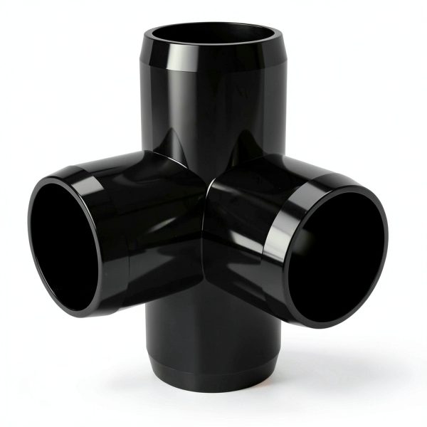 FORMUFIT 1-1/2" 4-Way Tee PVC Fitting Black 1.900" Socket - Pack of 4-8