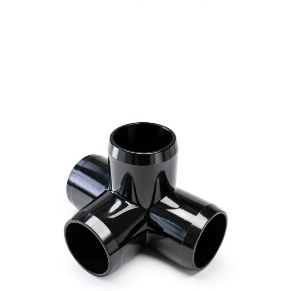 FORMUFIT 1-1/2" 4-Way Tee PVC Fitting Black 1.900" Socket - Pack of 4-1