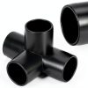 QWORK 1" 4-Way Elbow PVC Fitting Pack of 8 Black Furniture Grade-4