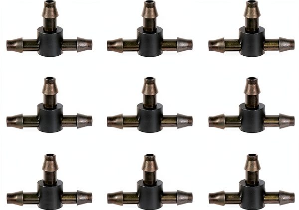 Drip Irrigation Connector 1/4 inch Barbed Tee Cozyou 30pcs Black-0